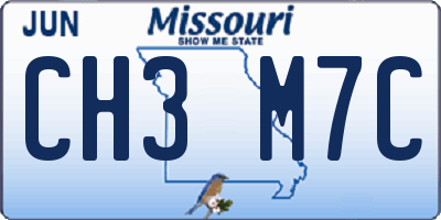 MO license plate CH3M7C