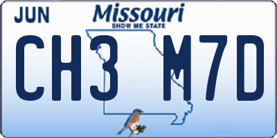 MO license plate CH3M7D