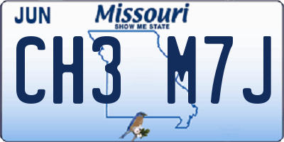 MO license plate CH3M7J