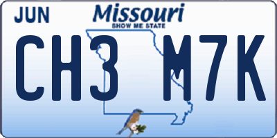 MO license plate CH3M7K