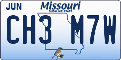 MO license plate CH3M7W
