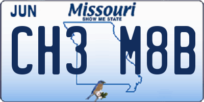 MO license plate CH3M8B