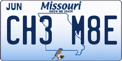 MO license plate CH3M8E