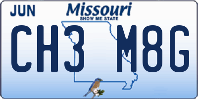 MO license plate CH3M8G
