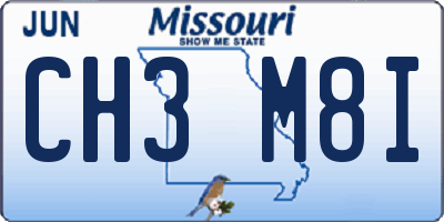 MO license plate CH3M8I