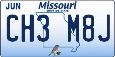 MO license plate CH3M8J