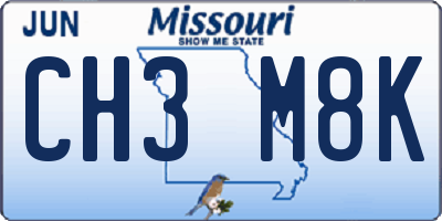 MO license plate CH3M8K