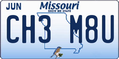 MO license plate CH3M8U