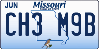 MO license plate CH3M9B