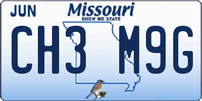 MO license plate CH3M9G