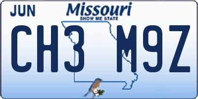 MO license plate CH3M9Z