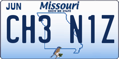 MO license plate CH3N1Z