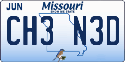 MO license plate CH3N3D