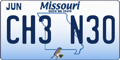 MO license plate CH3N3O