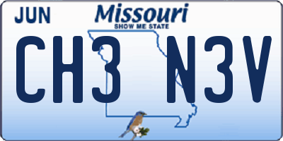 MO license plate CH3N3V