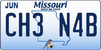 MO license plate CH3N4B