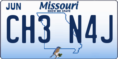 MO license plate CH3N4J