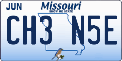 MO license plate CH3N5E