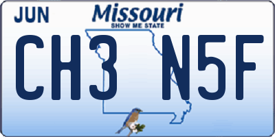 MO license plate CH3N5F