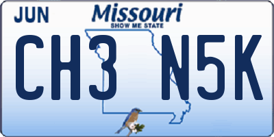 MO license plate CH3N5K