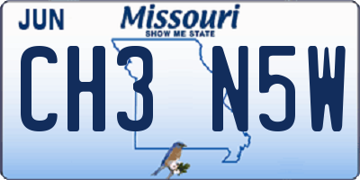 MO license plate CH3N5W