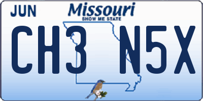 MO license plate CH3N5X