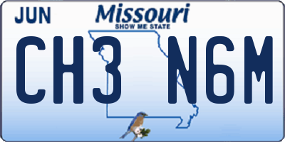 MO license plate CH3N6M