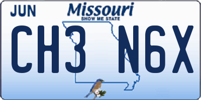 MO license plate CH3N6X