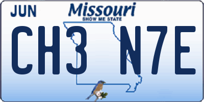 MO license plate CH3N7E