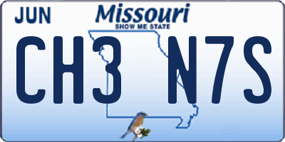 MO license plate CH3N7S