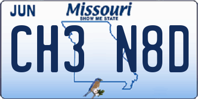 MO license plate CH3N8D