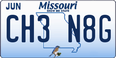MO license plate CH3N8G