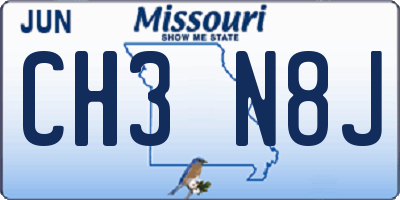 MO license plate CH3N8J