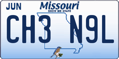 MO license plate CH3N9L