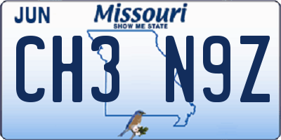 MO license plate CH3N9Z