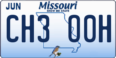 MO license plate CH3O0H