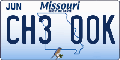 MO license plate CH3O0K