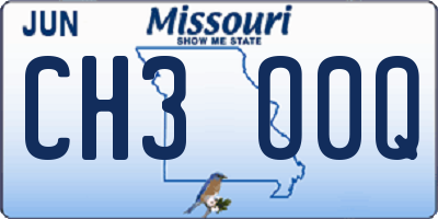 MO license plate CH3O0Q