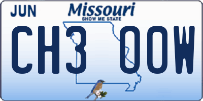 MO license plate CH3O0W
