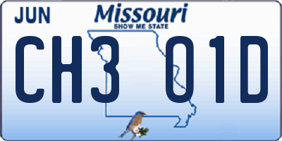 MO license plate CH3O1D