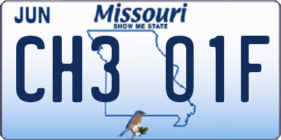 MO license plate CH3O1F