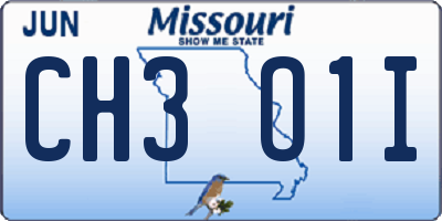 MO license plate CH3O1I