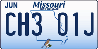 MO license plate CH3O1J