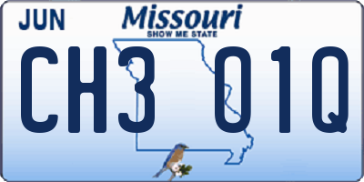 MO license plate CH3O1Q