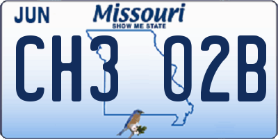 MO license plate CH3O2B