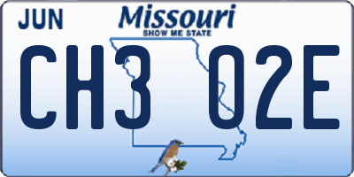 MO license plate CH3O2E