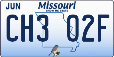 MO license plate CH3O2F