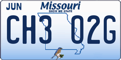 MO license plate CH3O2G