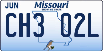 MO license plate CH3O2L