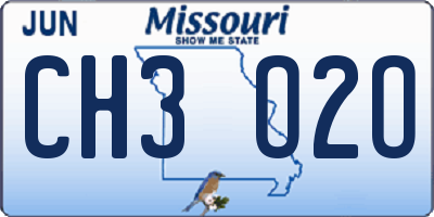 MO license plate CH3O2O